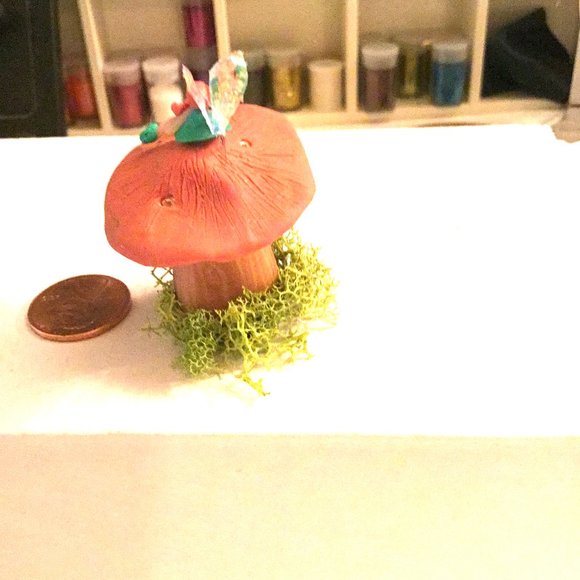 Orange Mini Shroomie with Fairy, she is holding flowers! Make an offer! - Picture 2 of 5